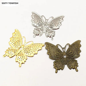 20 PCS 47*42mm Metal Filigree Flowers Slice Butterfly Charms Pendant Base