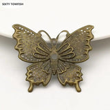 20 PCS 47*42mm Metal Filigree Flowers Slice Butterfly Charms Pendant Base