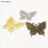 20 PCS 47*42mm Metal Filigree Flowers Slice Butterfly Charms Pendant Base