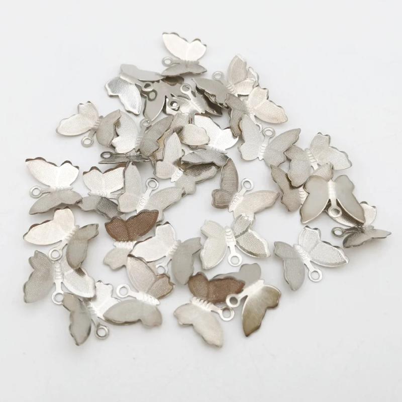 100 PCS 11*13mm K/Copper Filigree Butterfly Flower Slice Charms Base
