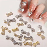 5 PCS Gold Plated Zircon Bow Tie Nail Art 3D Charm Bowknot