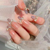 5 PCS Gold Plated Zircon Bow Tie Nail Art 3D Charm Bowknot
