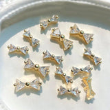 5 PCS Gold Plated Zircon Bow Tie Nail Art 3D Charm Bowknot