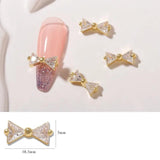 5 PCS Gold Plated Zircon Bow Tie Nail Art 3D Charm Bowknot