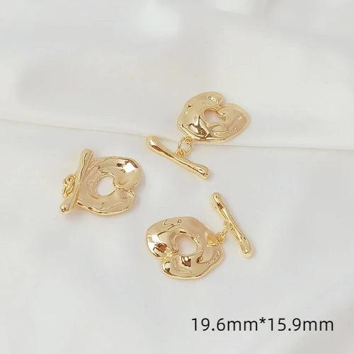 14K Copper Clad Small Bear Hollow Bracket Heart Shaped OT Buckle