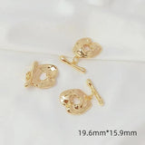14K Copper Clad Small Bear Hollow Bracket Heart Shaped OT Buckle