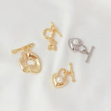 14K Copper Clad Small Bear Hollow Bracket Heart Shaped OT Buckle