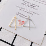 6pcs Alloy Triangle Earrings White