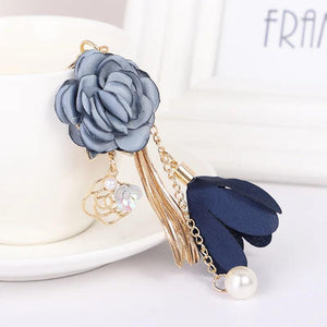 Flower Keychain Charms Crystal Tassel Chain Car Key Ring Bag Pendant