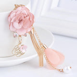 Flower Keychain Charms Crystal Tassel Chain Car Key Ring Bag Pendant