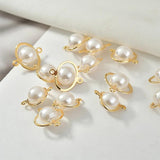 18K Real Wire Wound Pearl Geo Pendant DIY Earrings