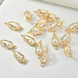 18K Real Wire Wound Pearl Geo Pendant DIY Earrings