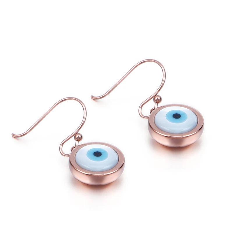 Stainless Steel Round Eye Drop Earrings Gift