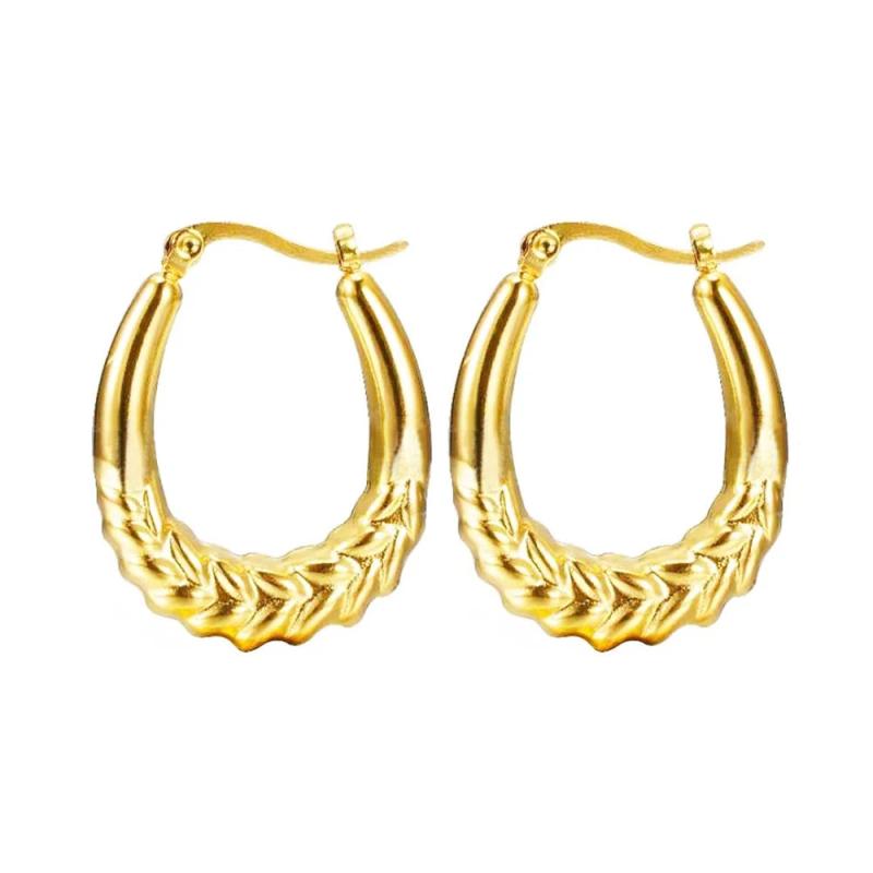 K-Pop Women Titanium Stainless Steel Geometric Oval Hoop Earring
