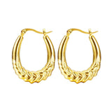 K-Pop Women Titanium Stainless Steel Geometric Oval Hoop Earring