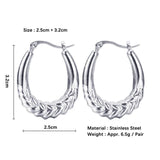 K-Pop Women Titanium Stainless Steel Geometric Oval Hoop Earring