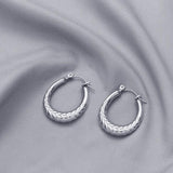 K-Pop Women Titanium Stainless Steel Geometric Oval Hoop Earring