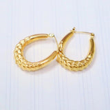 K-Pop Women Titanium Stainless Steel Geometric Oval Hoop Earring