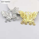 10PC Metal Filigree Flowers Slice Butterfly Charms DIY Jewelry Components