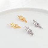 18K Copper Clad S925 Silver Ear Needle w/ Bead Holder DIY Jewelry