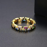 K-Pop Men's Rainbow CZ Finger Ring Girl Party