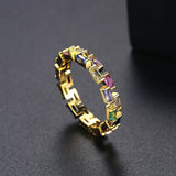 K-Pop Men's Rainbow CZ Finger Ring Girl Party