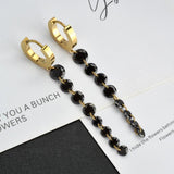 Tassel Stainless Steel Drop Earrings Women Zircon Dangle Jewellery