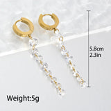 Tassel Stainless Steel Drop Earrings Women Zircon Dangle Jewellery