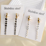 Tassel Stainless Steel Drop Earrings Women Zircon Dangle Jewellery