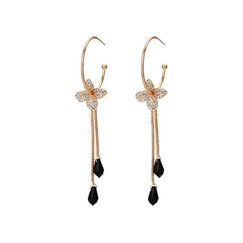 60% off Christmas Long Line Flowers Crystals Drop Earrings for Women Bohemia