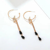 60% off Christmas Long Line Flowers Crystals Drop Earrings for Women Bohemia