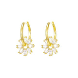 CZ Flowers Charm Drop Earrings 24k Pure