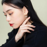 CZ Flowers Charm Drop Earrings 24k Pure