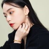 CZ Flowers Charm Drop Earrings 24k Pure