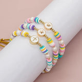 Vlen Cross Heart Start Shape Colorful Polymer Clay Bracelet for Women