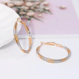 18K Round Circle Earrings 3 Hoops Women Jewelry
