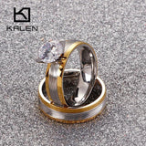 Romantic Wedding Rings Stainless Steel Zircon Engagement Jewelry