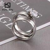 Romantic Wedding Rings Stainless Steel Zircon Engagement Jewelry