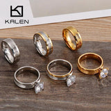 Romantic Wedding Rings Stainless Steel Zircon Engagement Jewelry