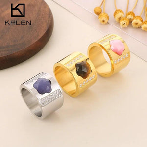Stainless Steel Thick Rings For Women Statement Ring Women Party Jewelry Birthda