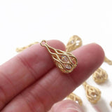 4PCS 18K Plated Drop Shaped Pendant Jewelry Findings DIY Earrings Accessories