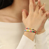 Vlen Colorful Bead Bracelet 18K Plated Stackable Minimalist Jewelry Pulseras