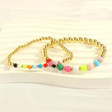 Vlen Colorful Bead Bracelet 18K Plated Stackable Minimalist Jewelry Pulseras