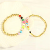 Vlen Colorful Bead Bracelet 18K Plated Stackable Minimalist Jewelry Pulseras