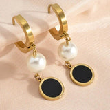 Charm Hanging Pearl Hoop Earrings for Women