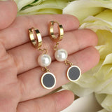 Charm Hanging Pearl Hoop Earrings for Women