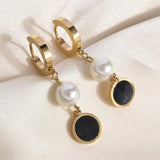 Charm Hanging Pearl Hoop Earrings for Women