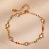 Boho Colorful Seed Beads Rhinestone Bracelet Plated 18K High Minimalist Jewelry