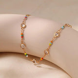 Boho Colorful Seed Beads Rhinestone Bracelet Plated 18K High Minimalist Jewelry