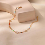Boho Colorful Seed Beads Rhinestone Bracelet Plated 18K High Minimalist Jewelry